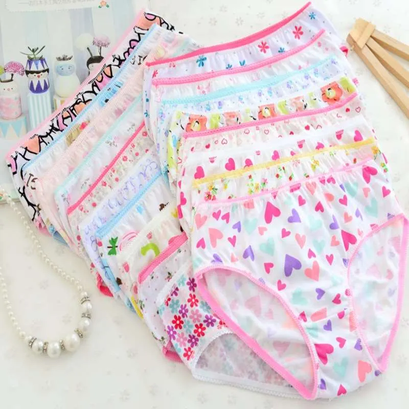 12Pc/Lot Baby Girls Underwear Cotton Kids Short Briefs Children 2-12Y