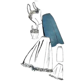 1940/50s Pattern, Camisole with Slim Flared Petticoat - Bust 34” (86cm)
