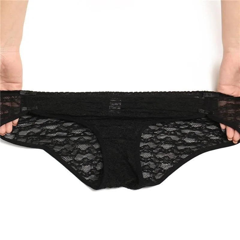 2 Pack Lace Underwear Cotton Crotch Briefs Underpants Floral Mesh Lingerie Panties
