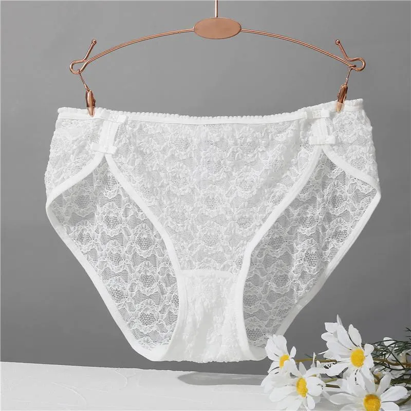 2 Pack Lace Underwear Cotton Crotch Briefs Underpants Floral Mesh Lingerie Panties