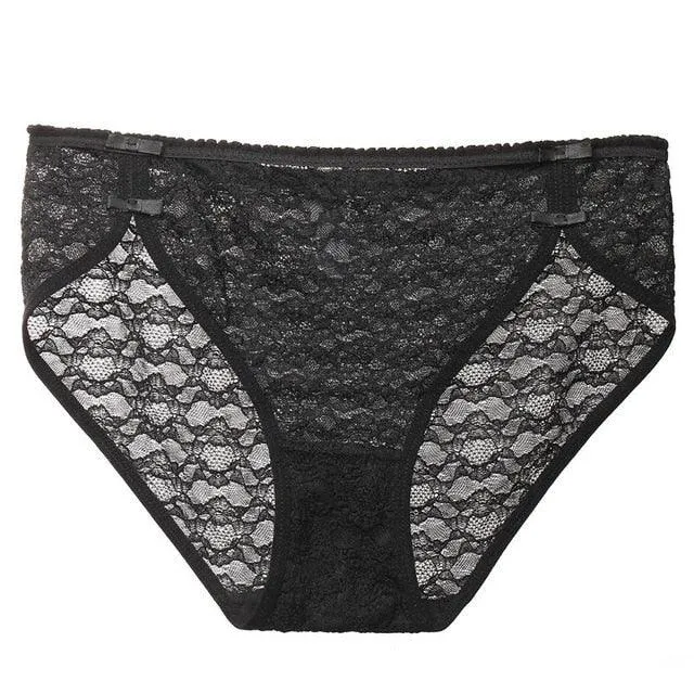 2 Pack Lace Underwear Cotton Crotch Briefs Underpants Floral Mesh Lingerie Panties