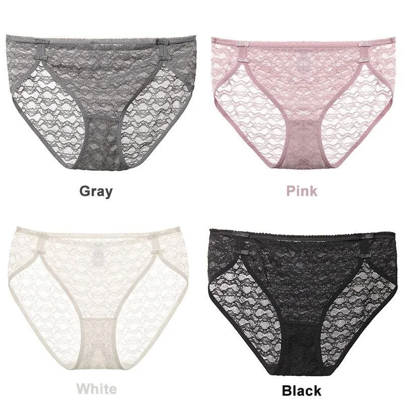 2 Pack Lace Underwear Cotton Crotch Briefs Underpants Floral Mesh Lingerie Panties