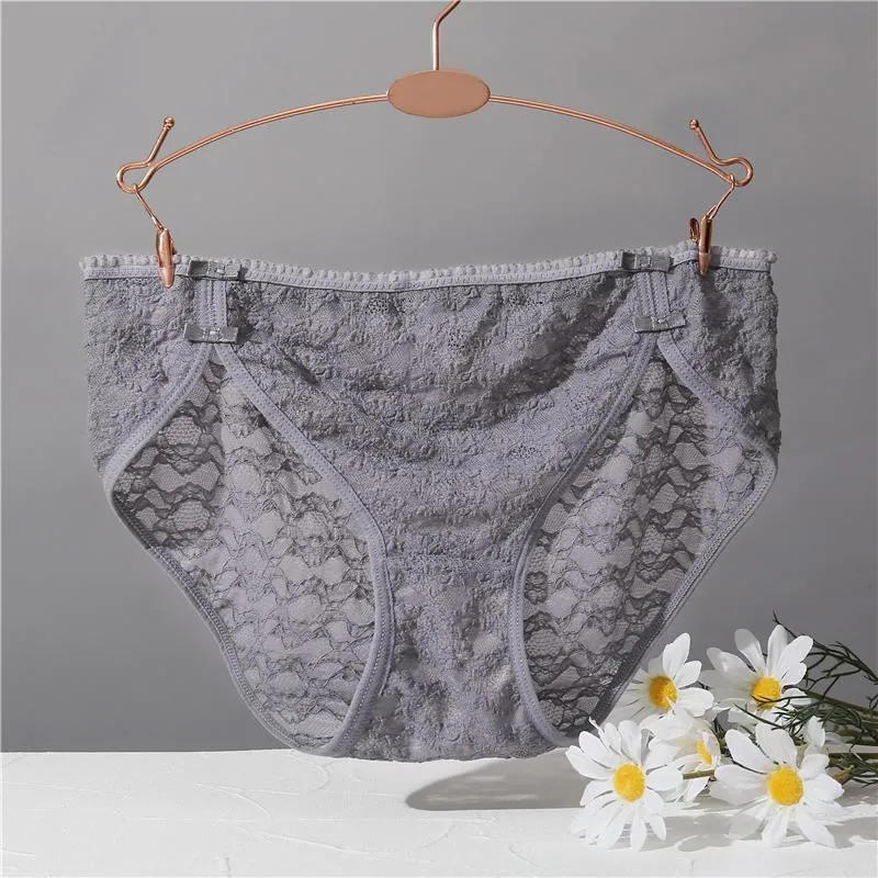 2 Pack Lace Underwear Cotton Crotch Briefs Underpants Floral Mesh Lingerie Panties