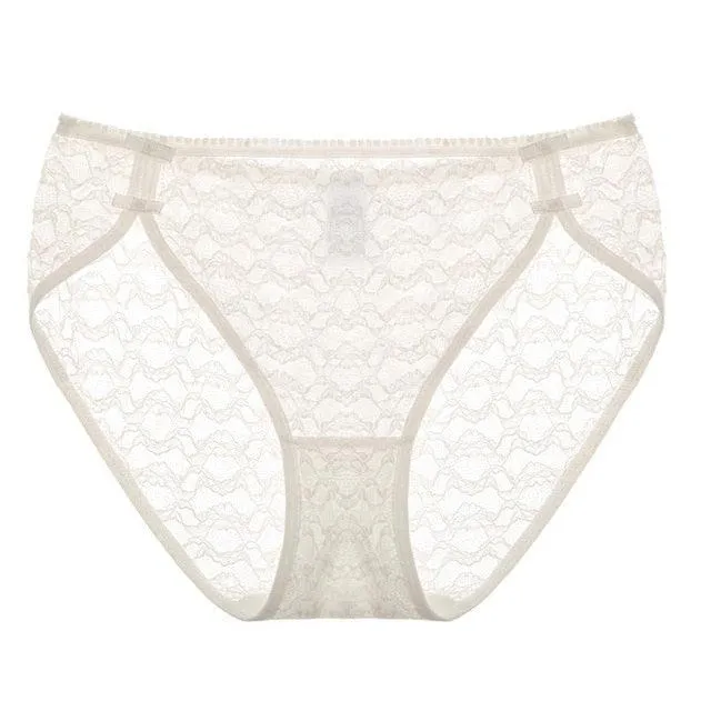 2 Pack Lace Underwear Cotton Crotch Briefs Underpants Floral Mesh Lingerie Panties