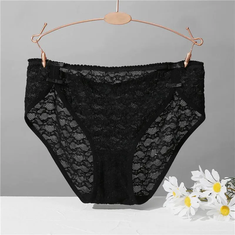 2 Pack Lace Underwear Cotton Crotch Briefs Underpants Floral Mesh Lingerie Panties
