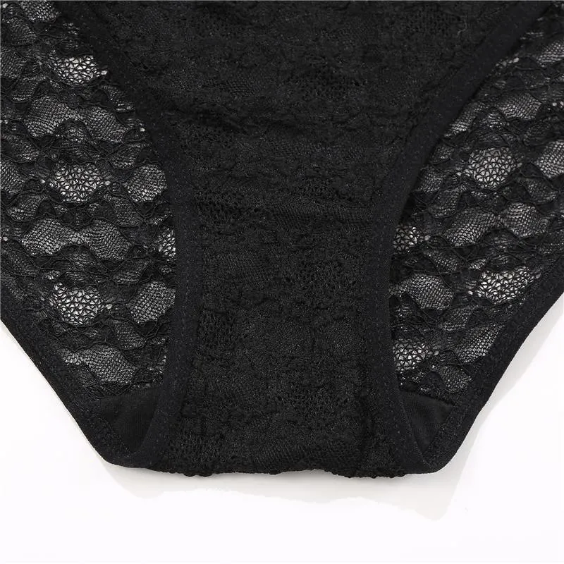 2 Pack Lace Underwear Cotton Crotch Briefs Underpants Floral Mesh Lingerie Panties