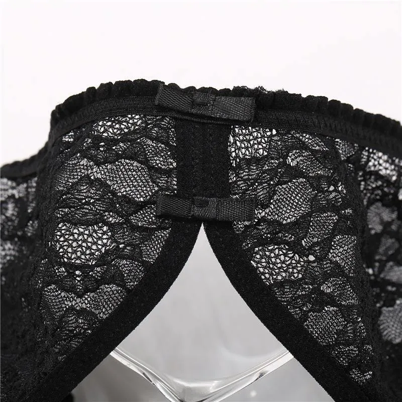 2 Pack Lace Underwear Cotton Crotch Briefs Underpants Floral Mesh Lingerie Panties