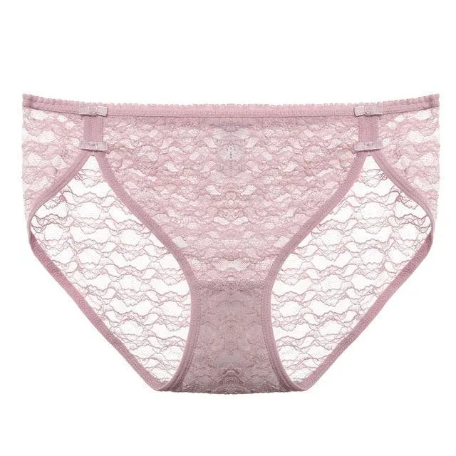 2 Pack Lace Underwear Cotton Crotch Briefs Underpants Floral Mesh Lingerie Panties