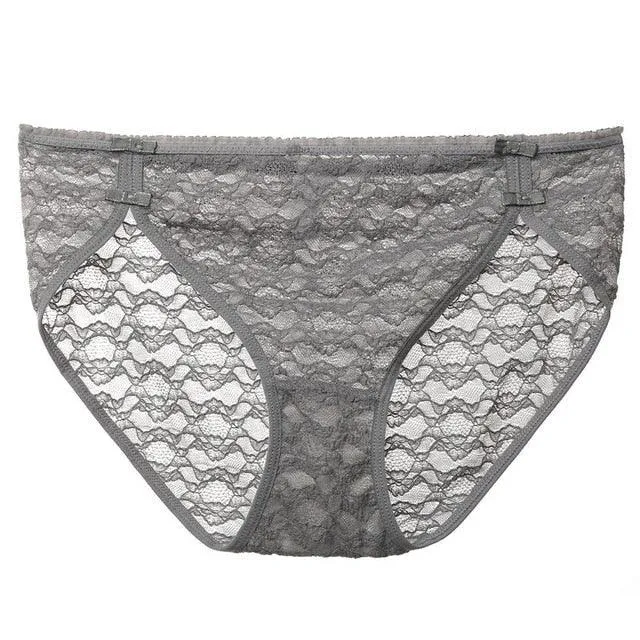 2 Pack Lace Underwear Cotton Crotch Briefs Underpants Floral Mesh Lingerie Panties