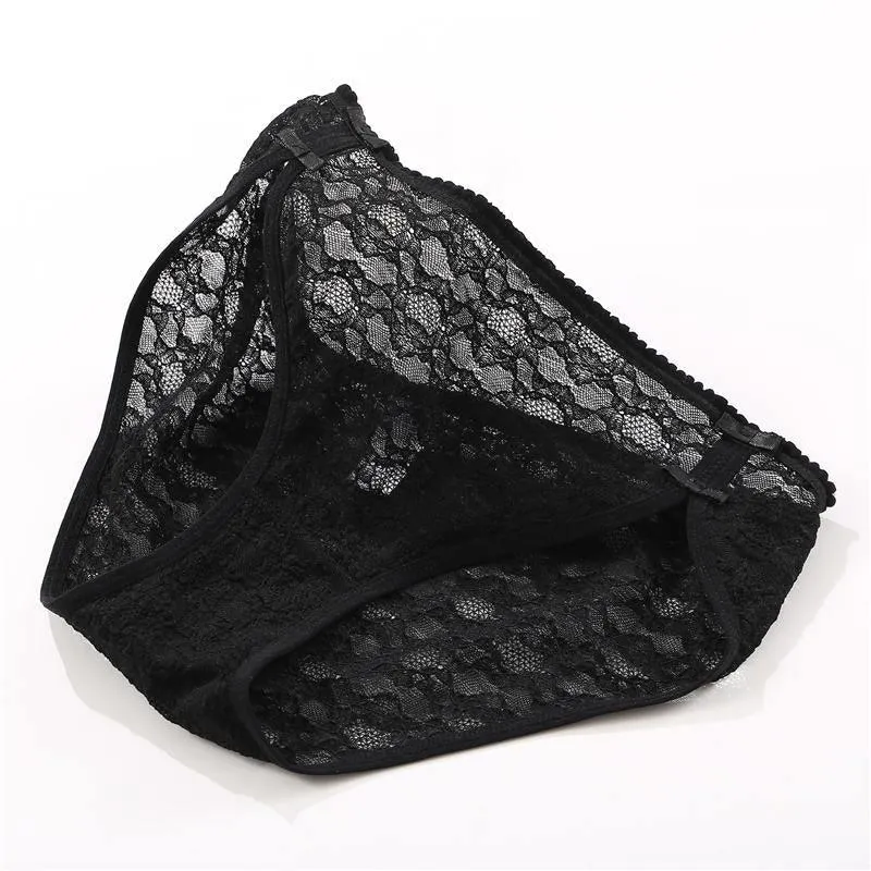 2 Pack Lace Underwear Cotton Crotch Briefs Underpants Floral Mesh Lingerie Panties