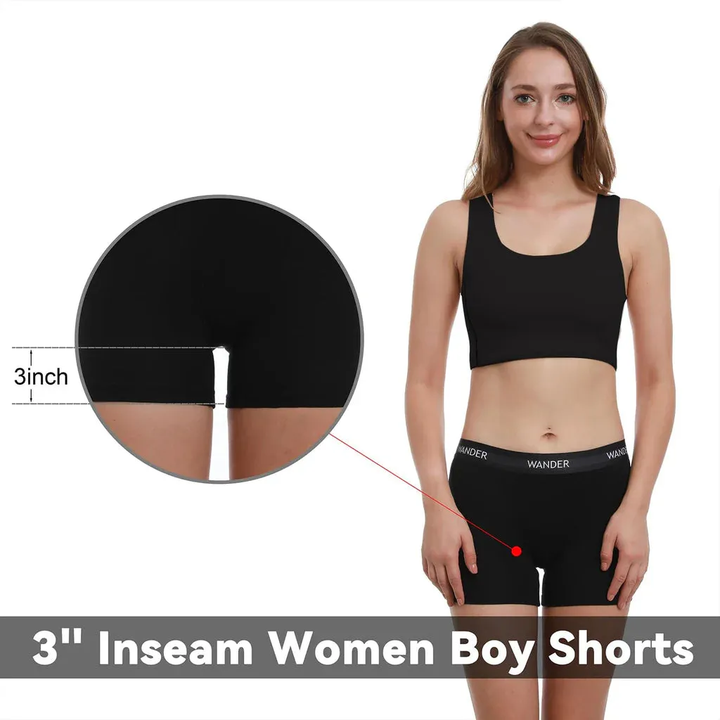 2 Pcs Black Women's Boxer Underwear, Women's Boyshort Panties