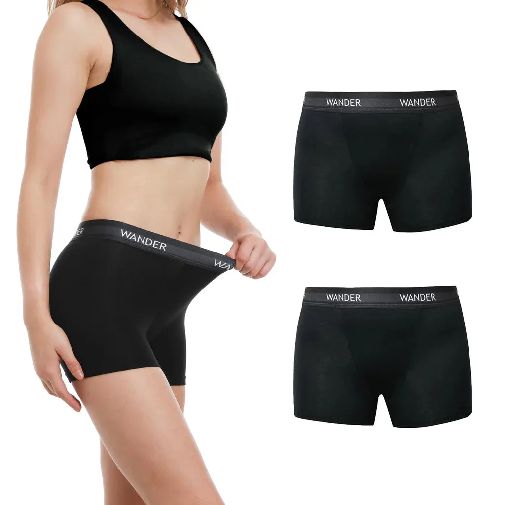 2 Pcs Black Women's Boxer Underwear, Women's Boyshort Panties