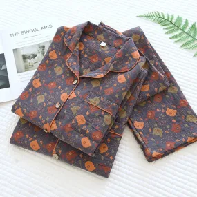 2024New Spring and Autumn Couple Pajama Set 100%Pure Cotton Long sleeved Large Size Men's and Women's Two Piece Home Furnishings