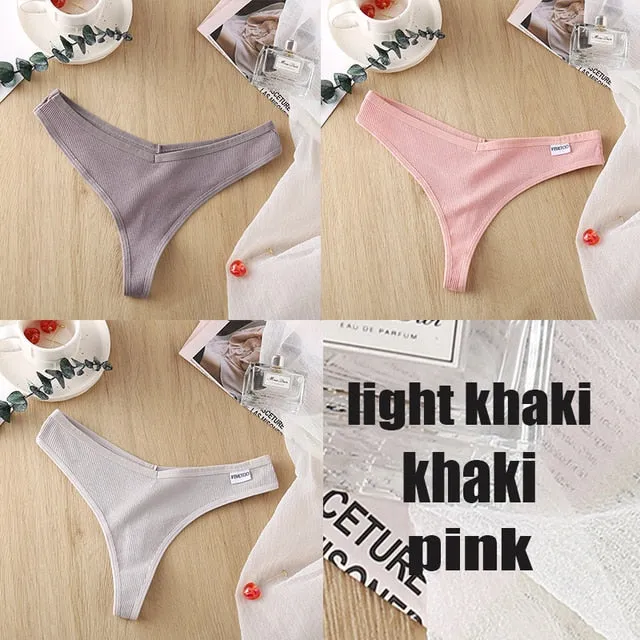 3 Pack 8 Colors Thong G-String Cotton Mix Thongs Panties V Waist Underpants Pantys Lingerie