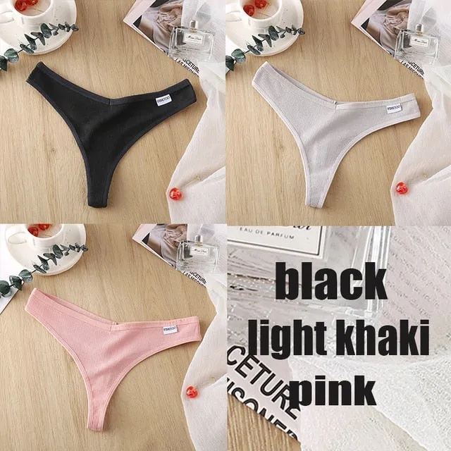 3 Pack 8 Colors Thong G-String Cotton Mix Thongs Panties V Waist Underpants Pantys Lingerie