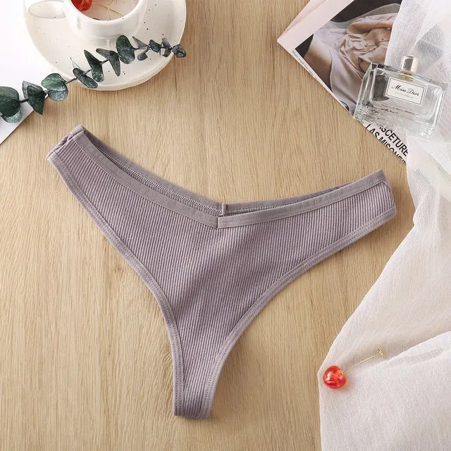 3 Pack 8 Colors Thong G-String Cotton Mix Thongs Panties V Waist Underpants Pantys Lingerie
