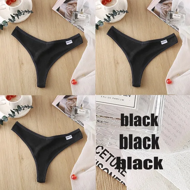 3 Pack 8 Colors Thong G-String Cotton Mix Thongs Panties V Waist Underpants Pantys Lingerie