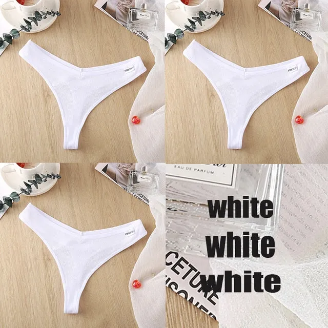 3 Pack 8 Colors Thong G-String Cotton Mix Thongs Panties V Waist Underpants Pantys Lingerie