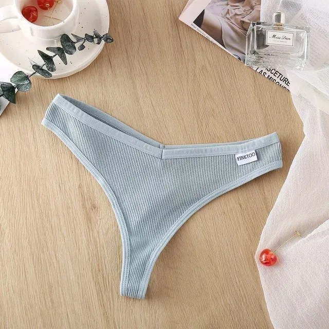 3 Pack 8 Colors Thong G-String Cotton Mix Thongs Panties V Waist Underpants Pantys Lingerie