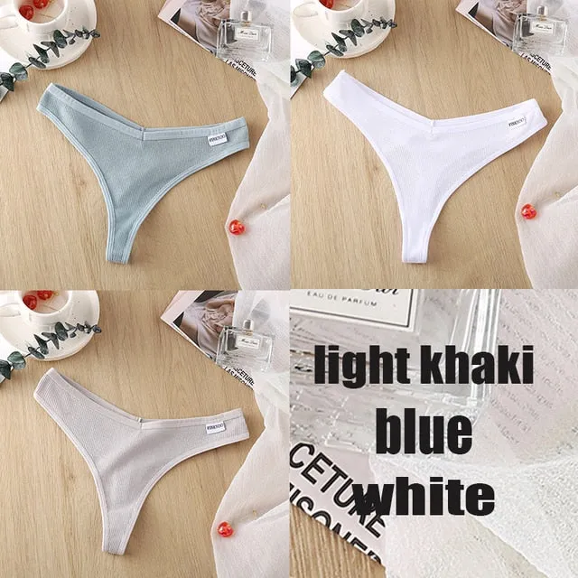 3 Pack 8 Colors Thong G-String Cotton Mix Thongs Panties V Waist Underpants Pantys Lingerie