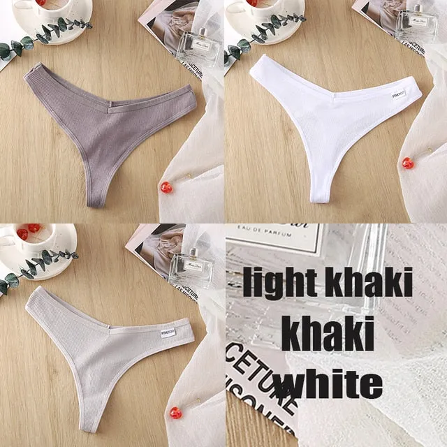 3 Pack 8 Colors Thong G-String Cotton Mix Thongs Panties V Waist Underpants Pantys Lingerie