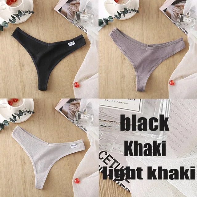3 Pack 8 Colors Thong G-String Cotton Mix Thongs Panties V Waist Underpants Pantys Lingerie
