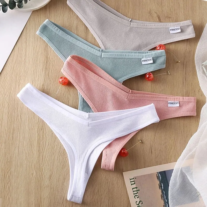 3 Pack 8 Colors Thong G-String Cotton Mix Thongs Panties V Waist Underpants Pantys Lingerie