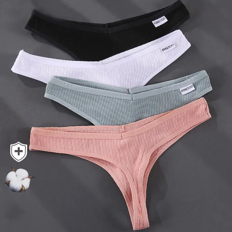 3 Pack 8 Colors Thong G-String Cotton Mix Thongs Panties V Waist Underpants Pantys Lingerie