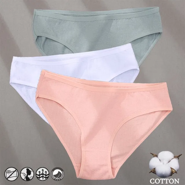 3 Pack Cotton Mix Panties Jacquard Design Pattern Panties Underwear Lingerie Briefs Solid Color Intimate Pantys