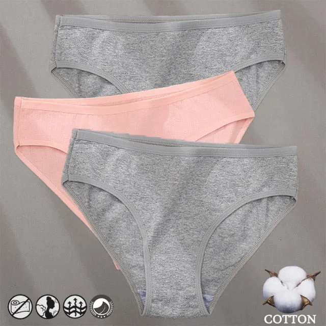 3 Pack Cotton Mix Panties Jacquard Design Pattern Panties Underwear Lingerie Briefs Solid Color Intimate Pantys
