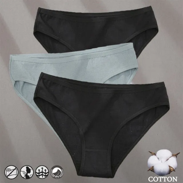 3 Pack Cotton Mix Panties Jacquard Design Pattern Panties Underwear Lingerie Briefs Solid Color Intimate Pantys