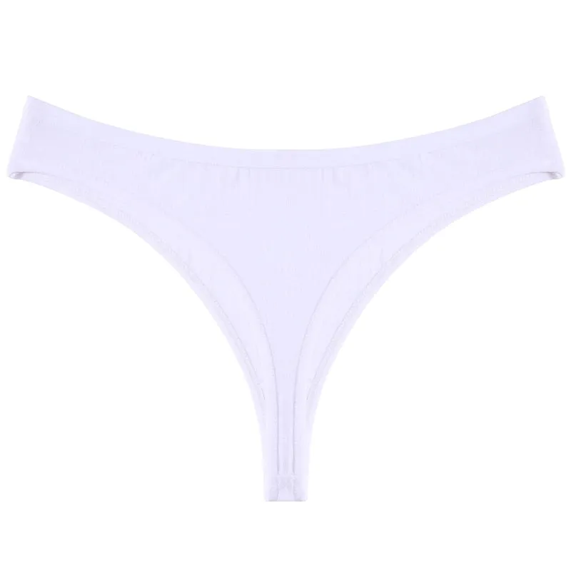 3 Pack G-string Cotton Mix Panties Low-Waist Thongs Striped Solid Underpants Comfortable Briefs Underwear