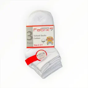 3 Pairs Low-cut Kids School Socks Cotton 2-4Y White - 6313