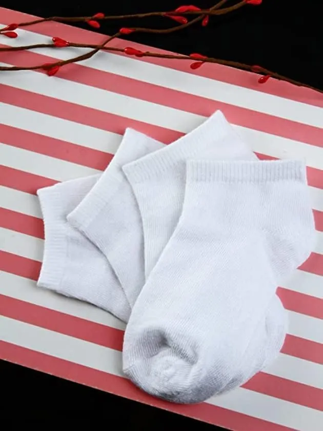 3 Pairs Low-cut Kids School Socks Cotton 2-4Y White - 6313