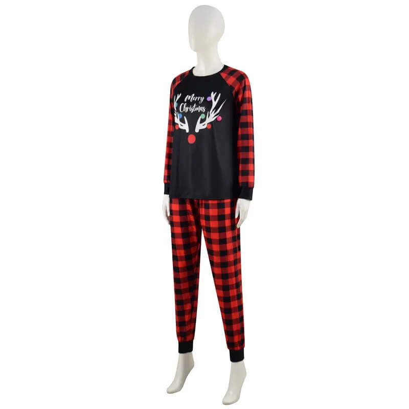 ACcosplay Christmas Family Pajamas Set Red Plaid Christmas Pajamas for Women