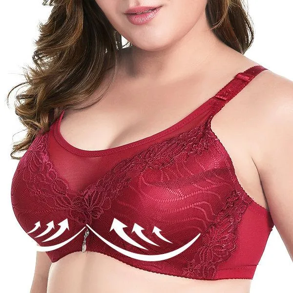 Adjustable Memory Metal Wire Five Back Closure Gather Full Busted Bras