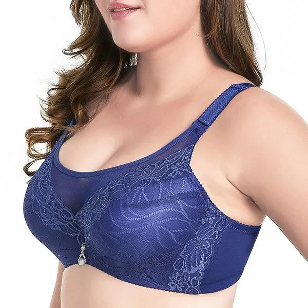 Adjustable Memory Metal Wire Five Back Closure Gather Full Busted Bras