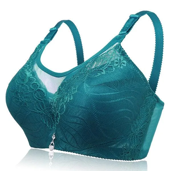 Adjustable Memory Metal Wire Five Back Closure Gather Full Busted Bras