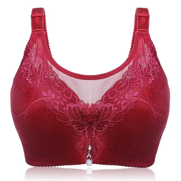 Adjustable Memory Metal Wire Five Back Closure Gather Full Busted Bras