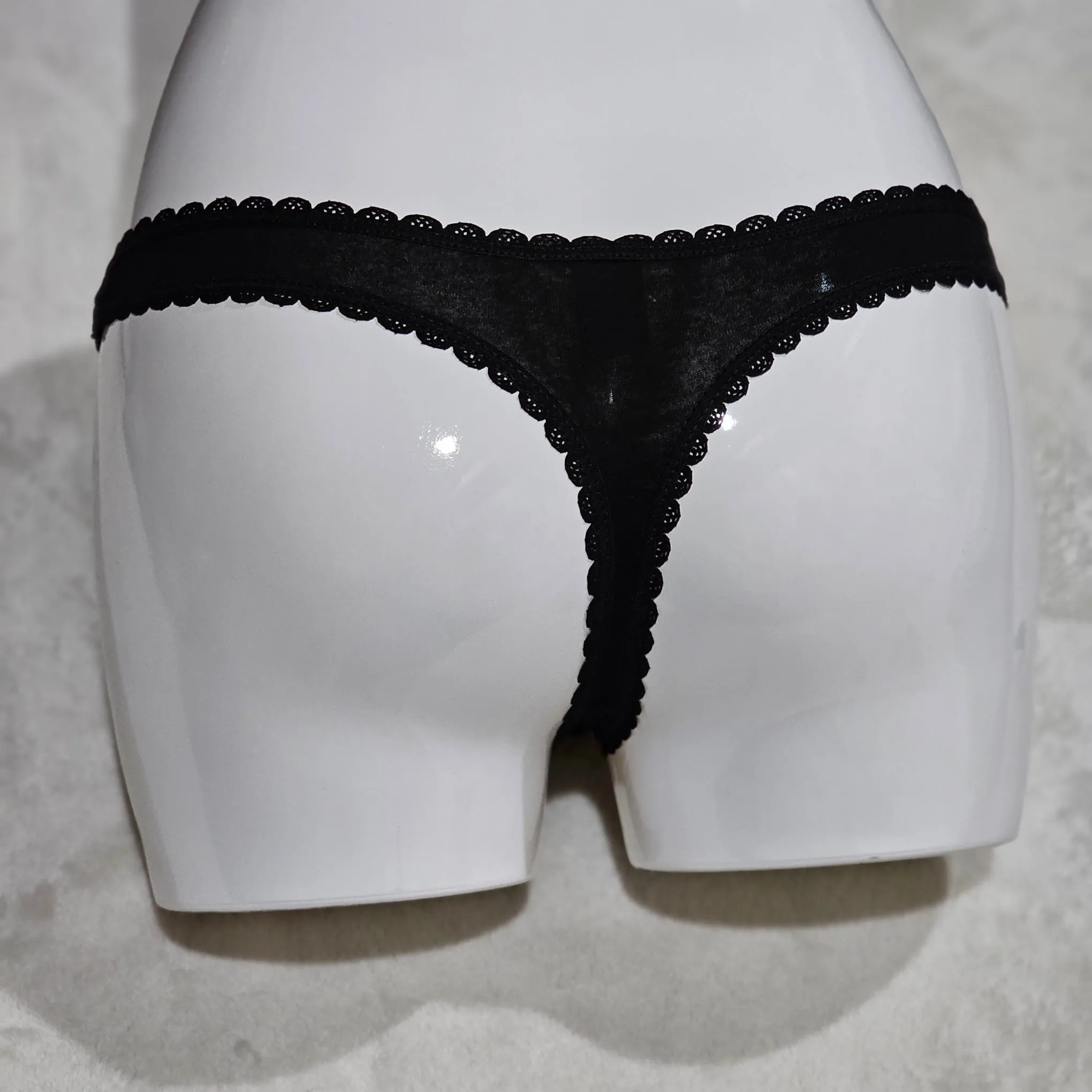 Alien Face 420 Undies | Black with Silver Crystals Thong Style
