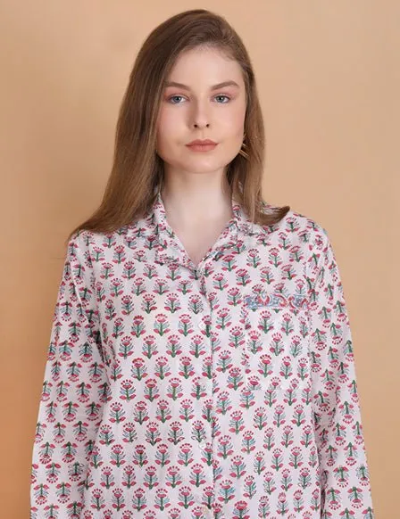 Aria- Hand Block Print Cotton Pyjama Set