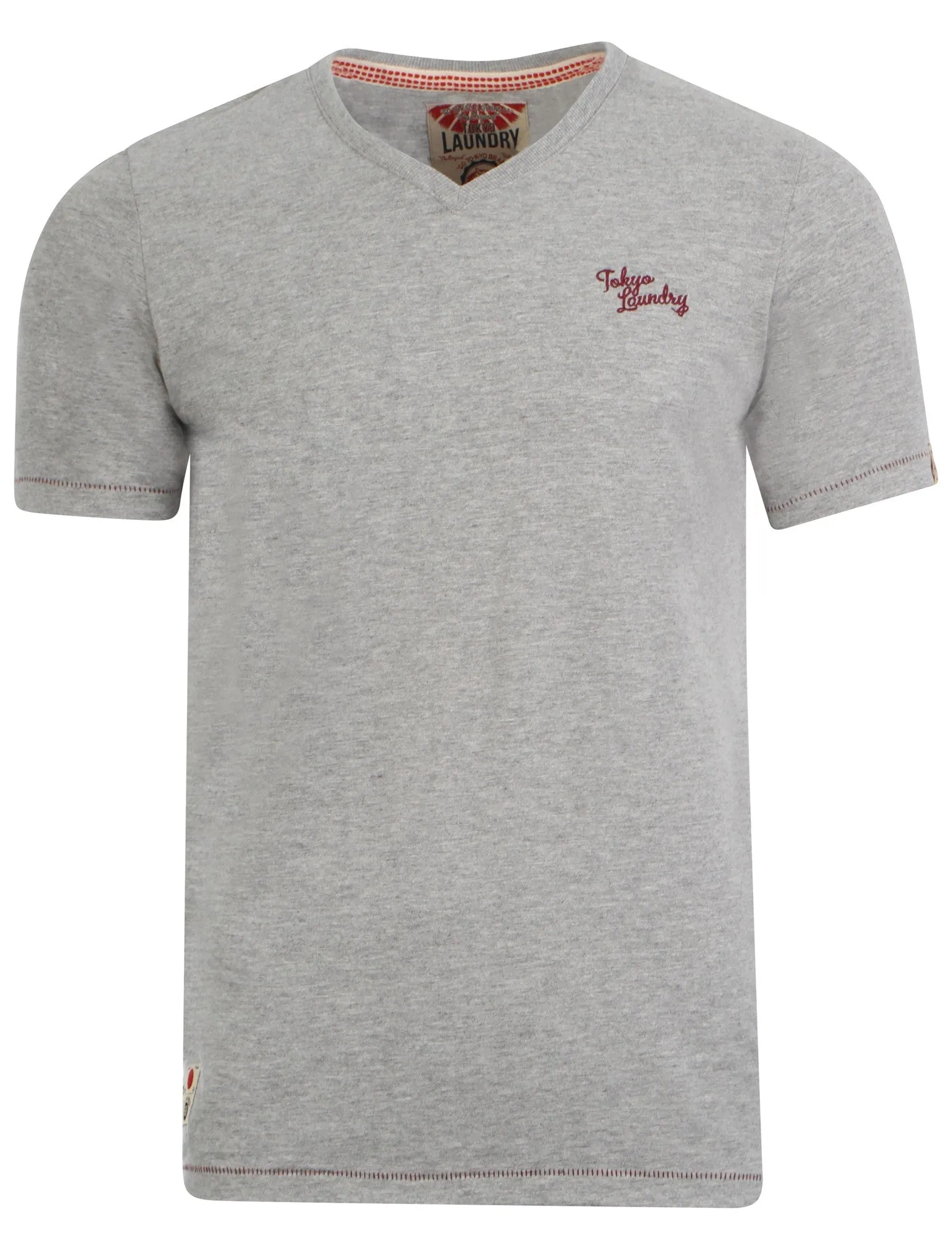 Ashton Cotton V Neck T-Shirt in Grey Marl - Tokyo Laundry