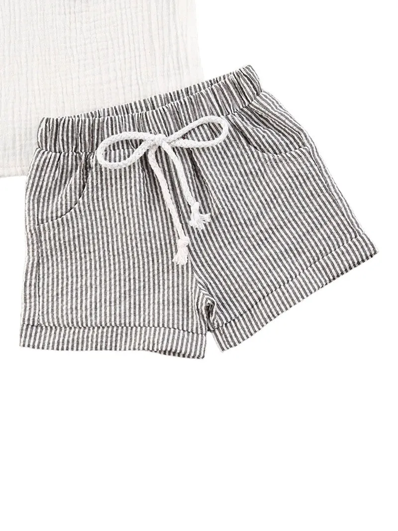 Baby 2Pcs Striped Printed Summer Clothing Set