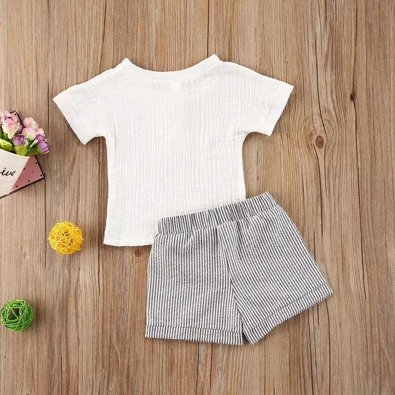 Baby 2Pcs Striped Printed Summer Clothing Set