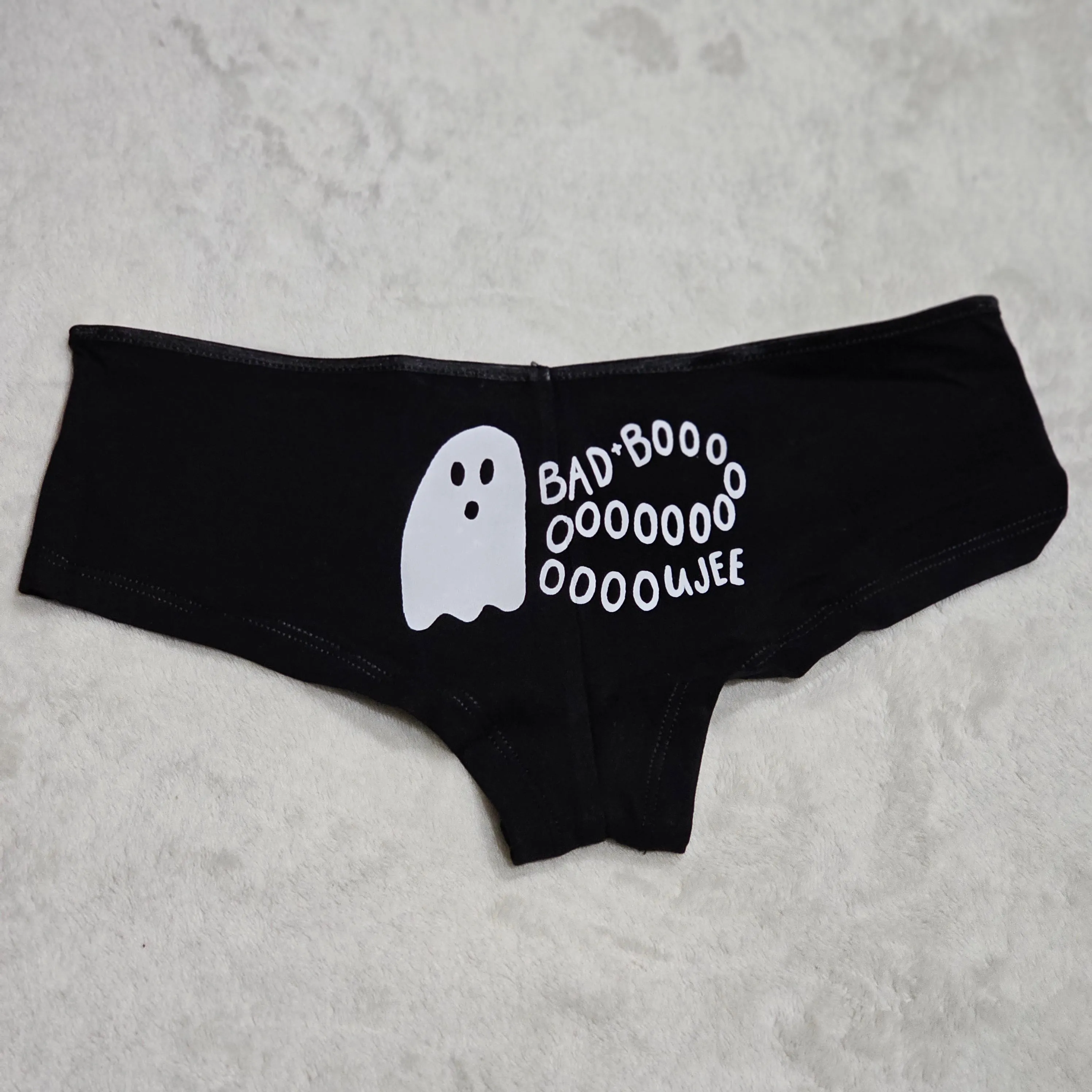 Bad Boo Undies | Black Cheeky Ghost Bad Boooooooujee Graphic on Back