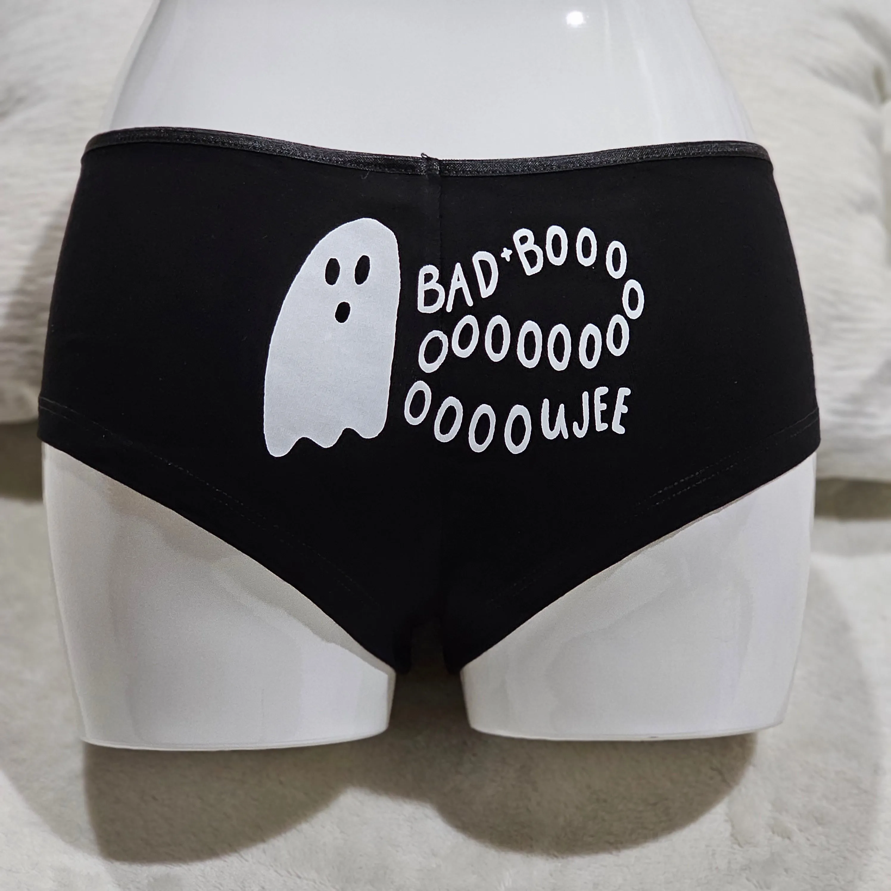 Bad Boo Undies | Black Cheeky Ghost Bad Boooooooujee Graphic on Back