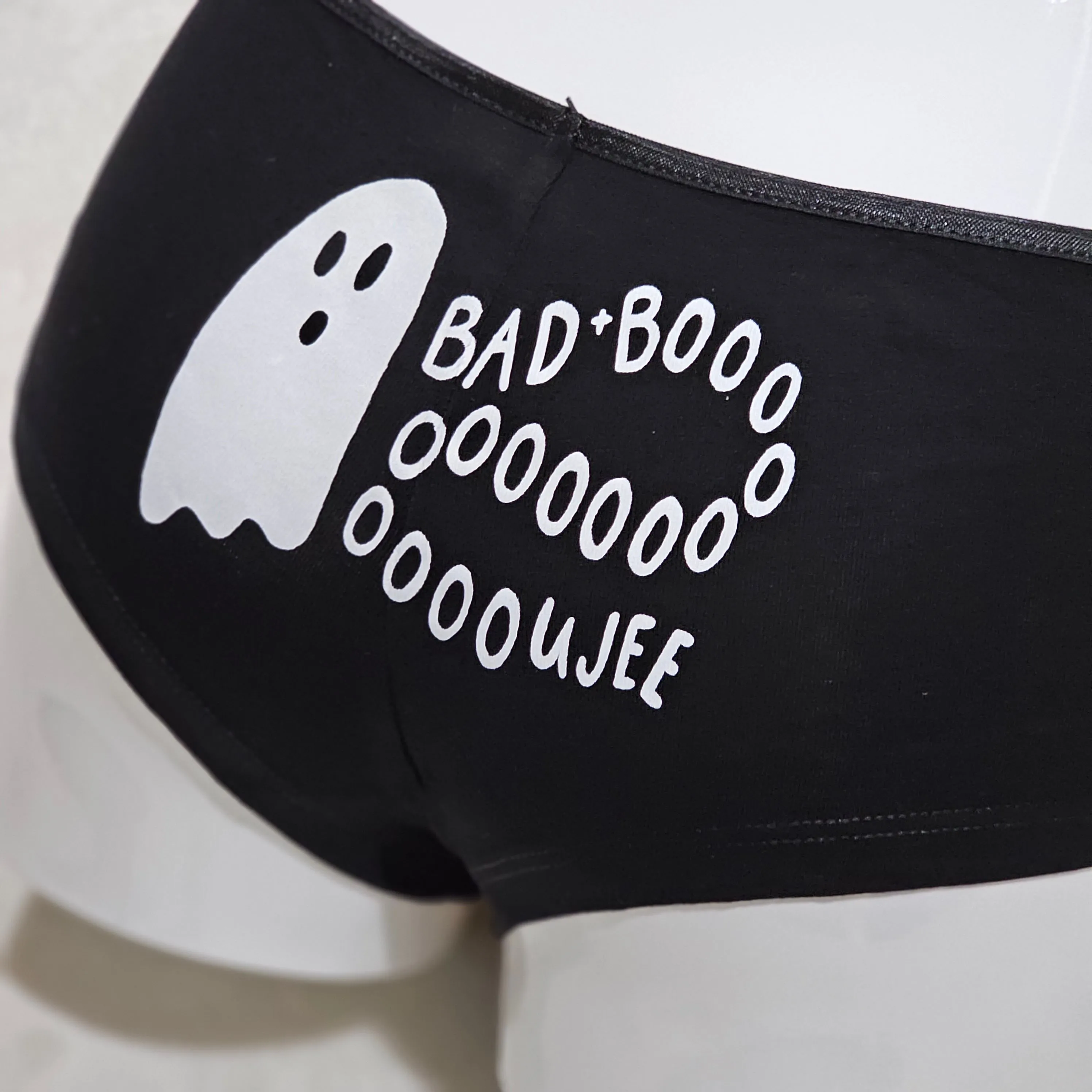 Bad Boo Undies | Black Cheeky Ghost Bad Boooooooujee Graphic on Back