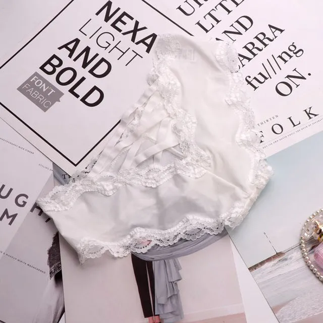 Bandage Deign Hollow Out Silk Sexy Panties Sex Women Lace Underwear Female Lingerie Crotch Cotton Briefs Thongs String