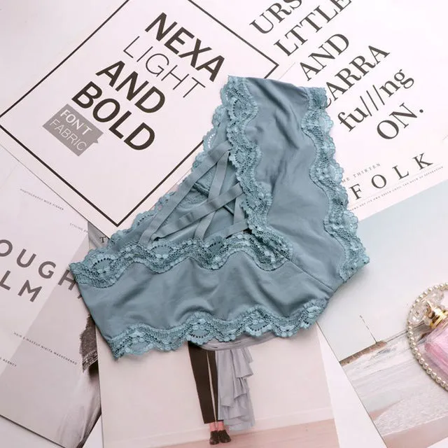 Bandage Deign Hollow Out Silk Sexy Panties Sex Women Lace Underwear Female Lingerie Crotch Cotton Briefs Thongs String