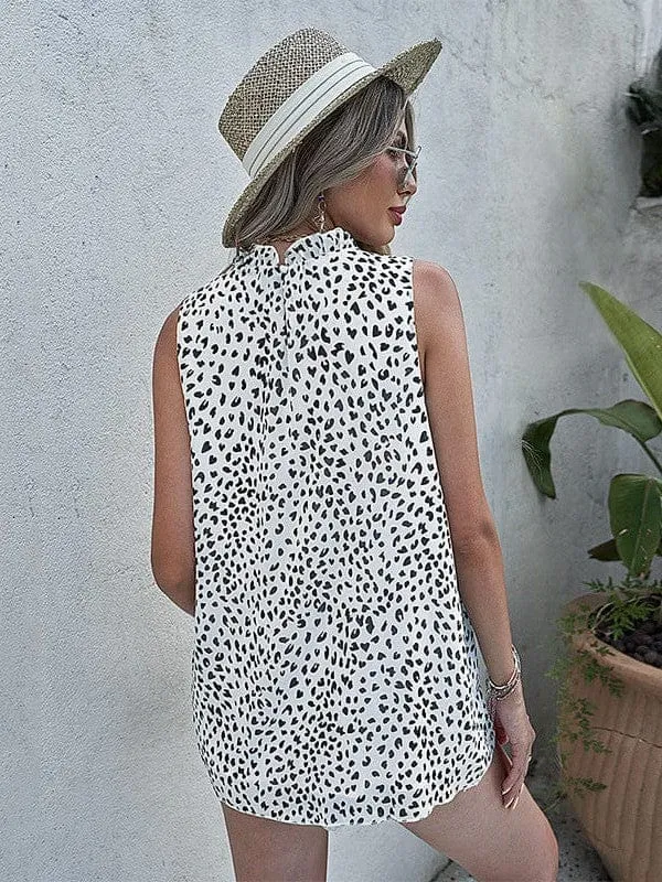 Black and White Dalmatian Print Halter Top